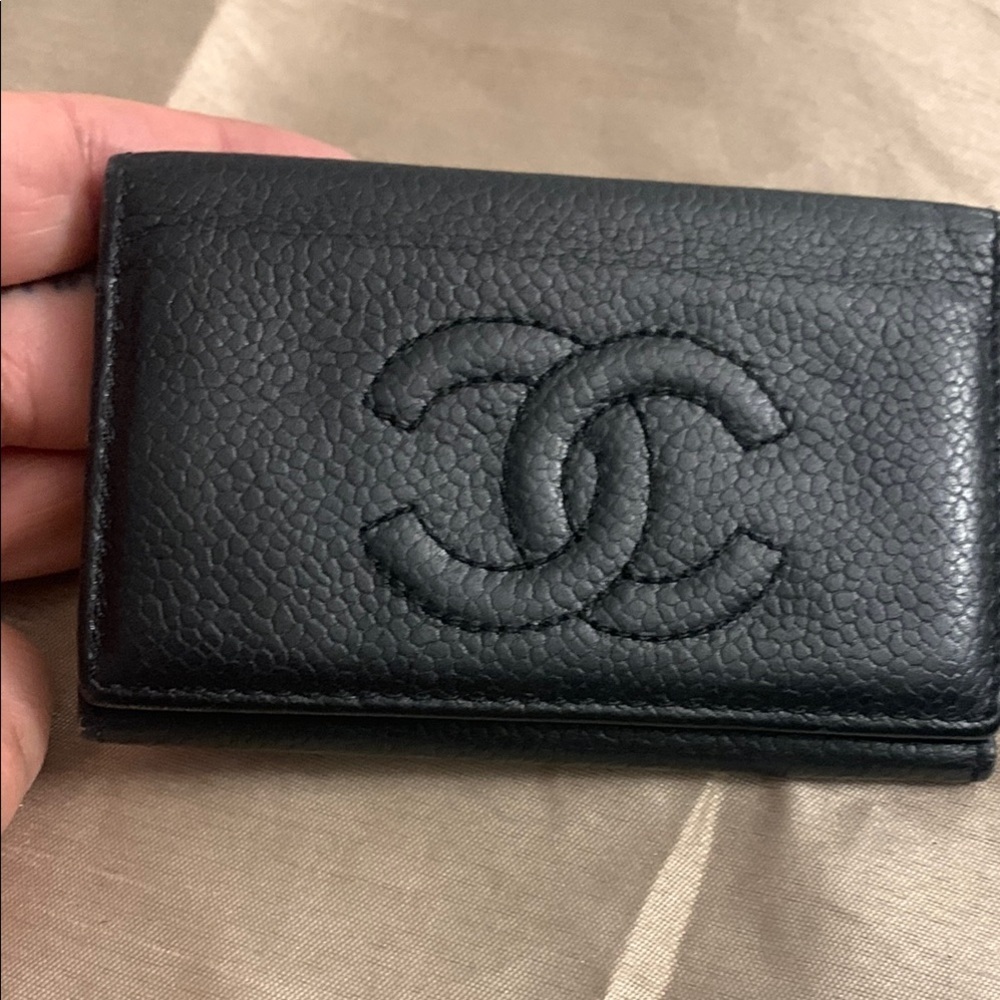 Chanel Black Key Card Holder with Iconic CC Logo hard to find EUC Authentic